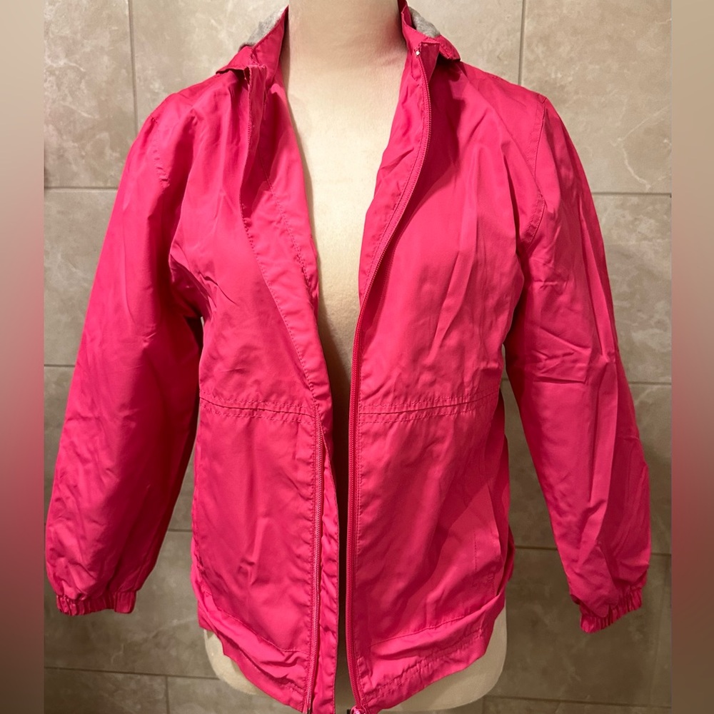 Girls Magellan hot pink hooded windbreaker   A100